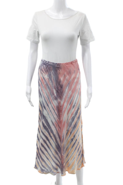 YFB Women Boho Striped Multicolor Midi Pull On Skirt Size S