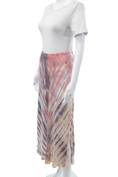 YFB Women Boho Striped Multicolor Midi Pull On Skirt Size S