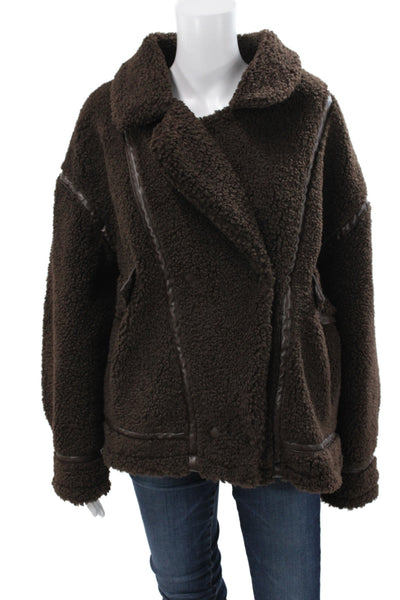 Z Supply Women Brown Basic Jacket Button Long Sleeve Polyester Size M