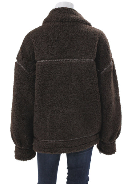 Z Supply Women Brown Basic Jacket Button Long Sleeve Polyester Size M