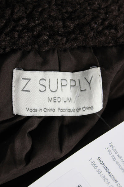 Z Supply Women Brown Basic Jacket Button Long Sleeve Polyester Size M