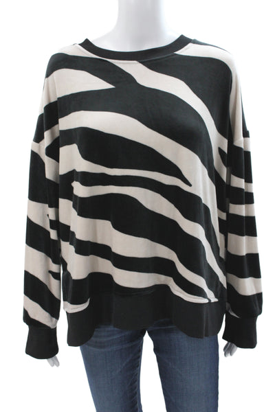 Donna Karan New York Womens Black Animal Print Pajama Top Long Sleeve Size M