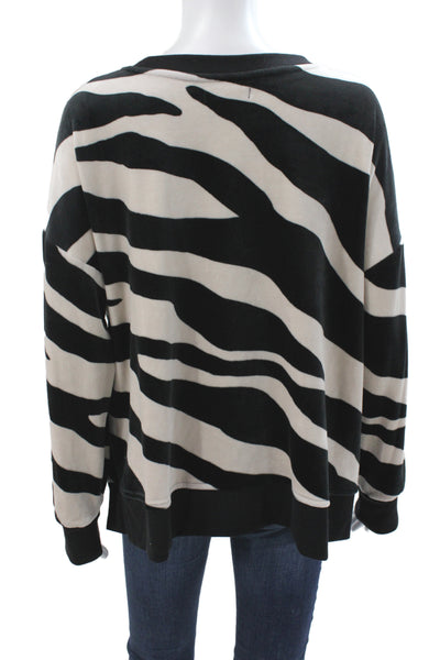 Donna Karan New York Womens Black Animal Print Pajama Top Long Sleeve Size M