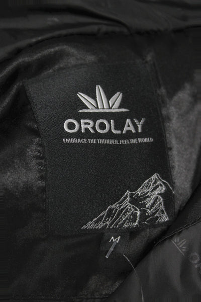 Orolay Women Puffer Jacket Black Zip Polyester Winter Long Sleeve Size M