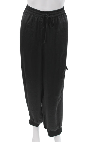 Elie Tahari Womens Cargo Pants Black Polyester Drawstring Size L