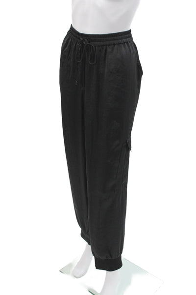 Elie Tahari Womens Cargo Pants Black Polyester Drawstring Size L