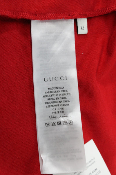 Gucci Womens Bomber Jacket Red Floral Zip Long Sleeve Polyester Size XS