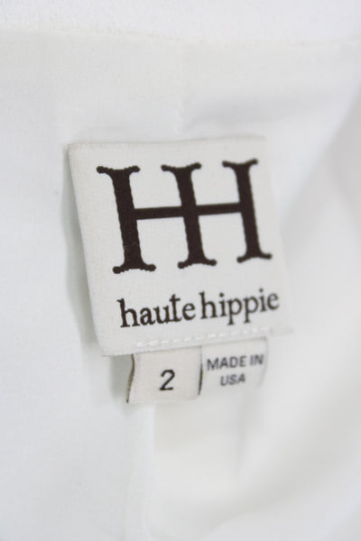 Haute Hippie Women Military Jacket White Embellished Long Sleeve Size 2