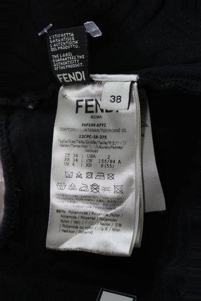 Fendi Womens Elastic Hook Closure Bra Black Size EUR 38