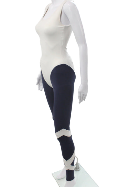Port De O Bras Women Bodysuit Blue Colorblock Scoopneck Sleeveless Size S