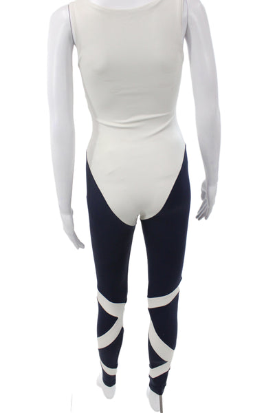 Port De O Bras Women Bodysuit Blue Colorblock Scoopneck Sleeveless Size S