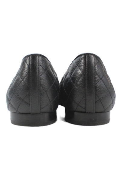 Michael Michael Kors Womens Leather Quilted Ballet Flats Black Size 8 Medium