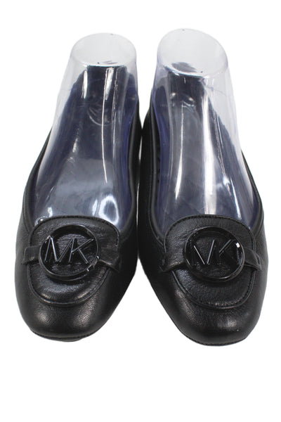 Michael Michael Kors Womens Leather Slide On Ballet Flats Black Size 8 Medium