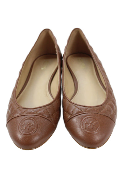 Michael Michael Kors Womens Quilted Cap Toe Ballet Flats Brown Size 8 Medium