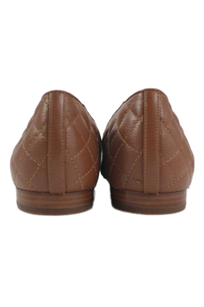 Michael Michael Kors Womens Quilted Cap Toe Ballet Flats Brown Size 8 Medium