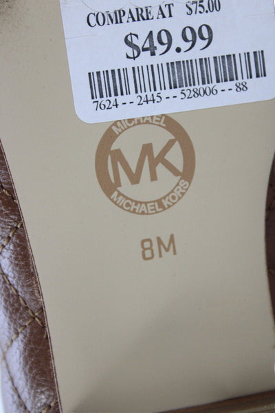 Michael Michael Kors Womens Quilted Cap Toe Ballet Flats Brown Size 8 Medium