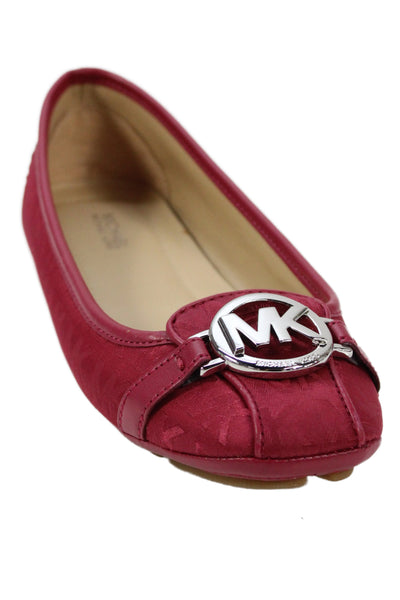 Michael Michael Kors Womens Monogram Print Ballet Flats Black Grey Size 8 Medium