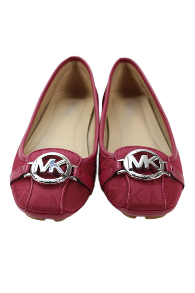 Michael Michael Kors Womens Monogram Print Ballet Flats Black Grey Size 8 Medium