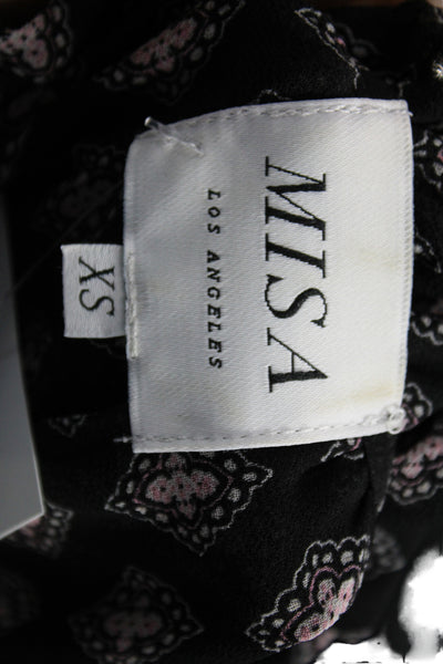 Misa Women Blouson Dress Black 3/4 Sleeve Round Neck Viscose Size XS