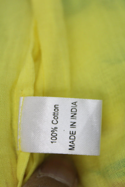 Banjanan Women Sundress Off Shoulder Floral Yellow Cotton Short Sleeve Size XS