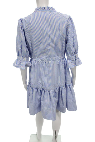 Gretchen Scott Women Shirt Dress Blue Striped Collared 3/4 Sleeve Size XS