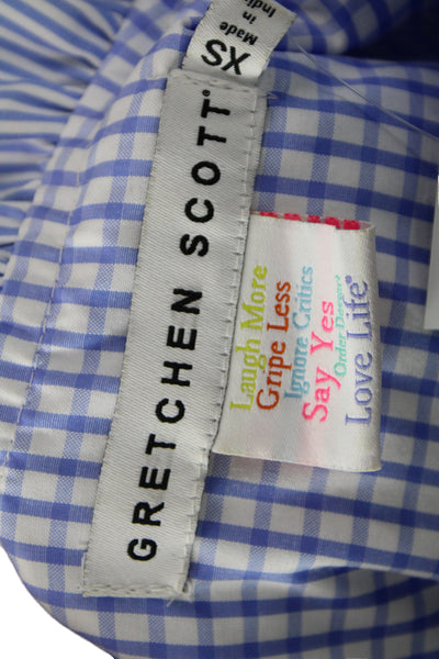 Gretchen Scott Women Shirt Dress Blue Striped Collared 3/4 Sleeve Size XS