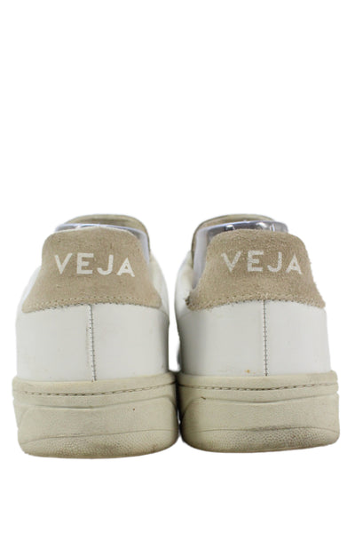 Veja Womens V-Lock Leather Hook and Loop Strap Sneakers White Size 8