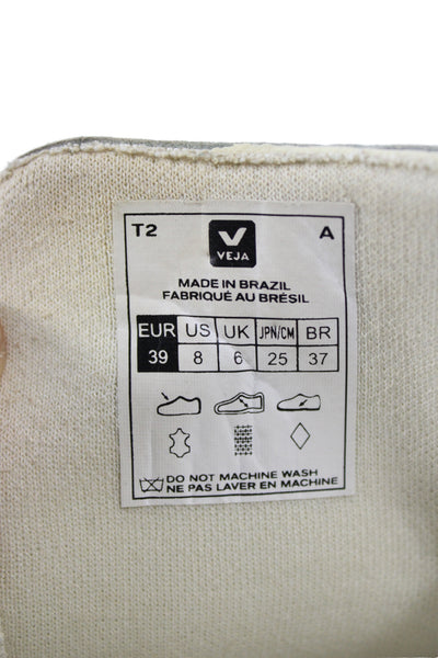 Veja Womens V-Lock Leather Hook and Loop Strap Sneakers White Size 8