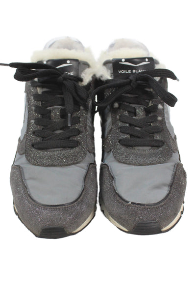 Voile Blanche Womens Suede Julia Lace-Up Casual Sneakers Gray Size 10