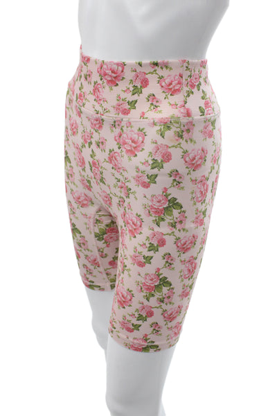 Love Shack Fancy X Bandier Womens Pink Floral Athletic Shorts Size XS