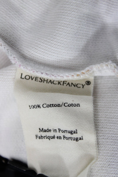 Love Shack Fancy Women Ivory Floral V Neck Pullover Sweater Long Sleeve Size L