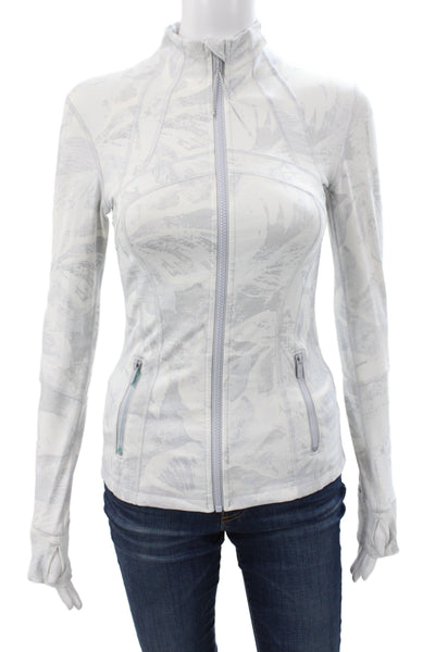 Lululemon Womens Gray Floral Track Jacket Long Sleeve Zip Size 4