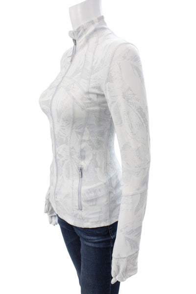 Lululemon Womens Gray Floral Track Jacket Long Sleeve Zip Size 4