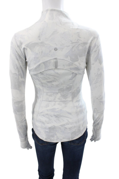 Lululemon Womens Gray Floral Track Jacket Long Sleeve Zip Size 4