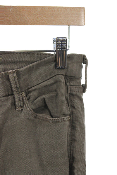 Mother Womens Skinny Jeans Green Low Rise Cotton Blend Size 27