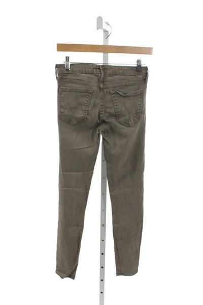Mother Womens Skinny Jeans Green Low Rise Cotton Blend Size 27