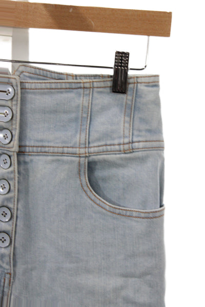 Ulla Johnson Women Flared Jeans Blue Cotton High Rise Inseam 27 Size 4