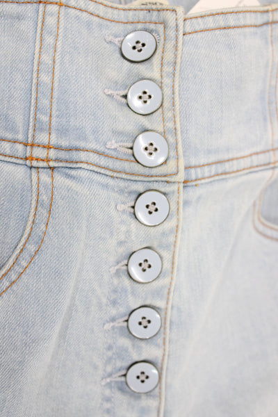 Ulla Johnson Women Flared Jeans Blue Cotton High Rise Inseam 27 Size 4