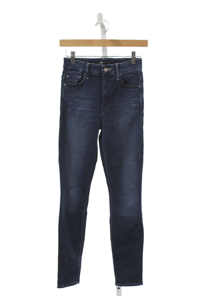 Mother Womens Skinny Jeans Blue Cotton Mid Rise Inseam 30 Size 24