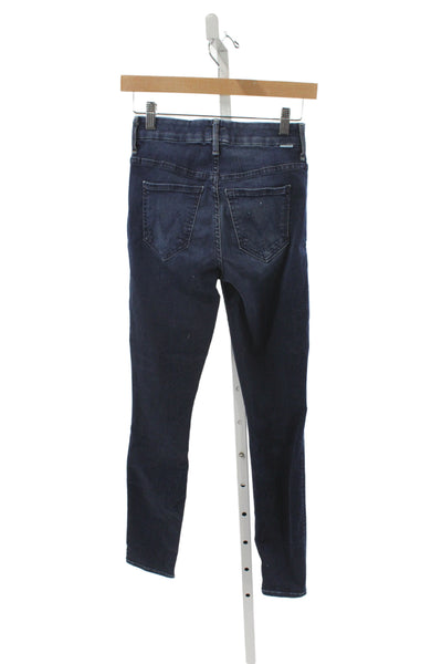 Mother Womens Skinny Jeans Blue Cotton Mid Rise Inseam 30 Size 24