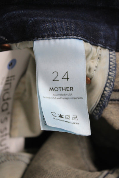 Mother Womens Skinny Jeans Blue Cotton Mid Rise Inseam 30 Size 24