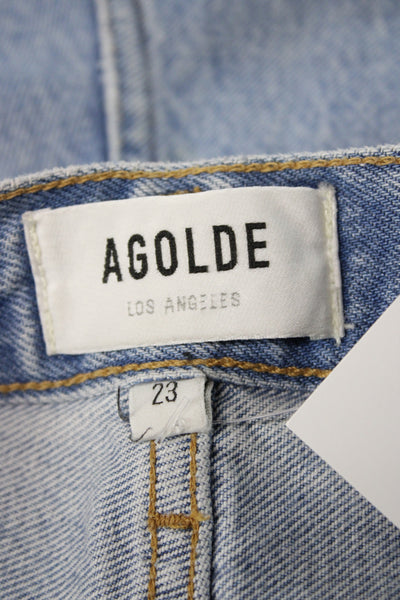 Agolde Womens High Rise Wide Leg Blue 100% Cotton Button Jeans Size 23