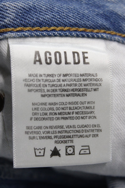 Agolde Womens High Rise Wide Leg Blue 100% Cotton Button Jeans Size 23