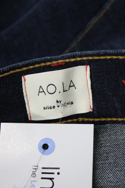 AO.LA Womens Skinny Jeans Blue Mid Rise Cotton Button Size 25