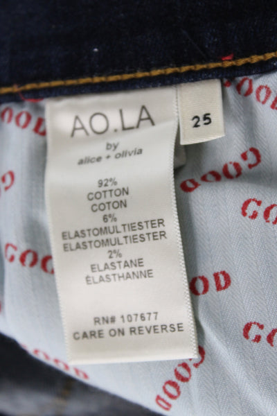AO.LA Womens Skinny Jeans Blue Mid Rise Cotton Button Size 25