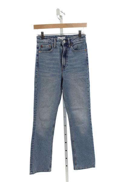 Zara Womens Straight High Rise Blue Denim Jeans Size 2