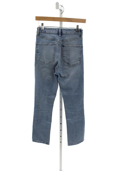 Zara Womens Straight High Rise Blue Denim Jeans Size 2