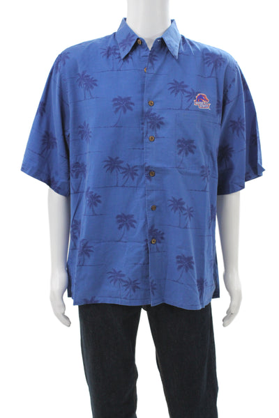 Reyn Spooner Mens 100 Percent Palm Tree Button Front Blue Size L