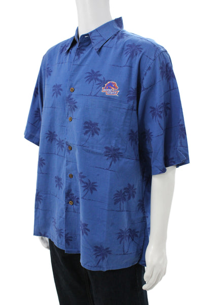 Reyn Spooner Mens 100 Percent Palm Tree Button Front Blue Size L