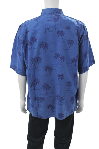 Reyn Spooner Mens 100 Percent Palm Tree Button Front Blue Size L